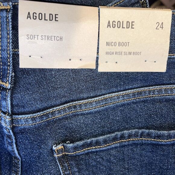 AGOLDE Nico Boot Jeans Women's 24 Song Blue Boot Cut Dark Wash - Picture 11 of 11
